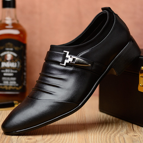 Men's Casual Shoes, Slip-On Business Formal Leather Shoes, Plus Size, Fleece Lined Men's Shoes