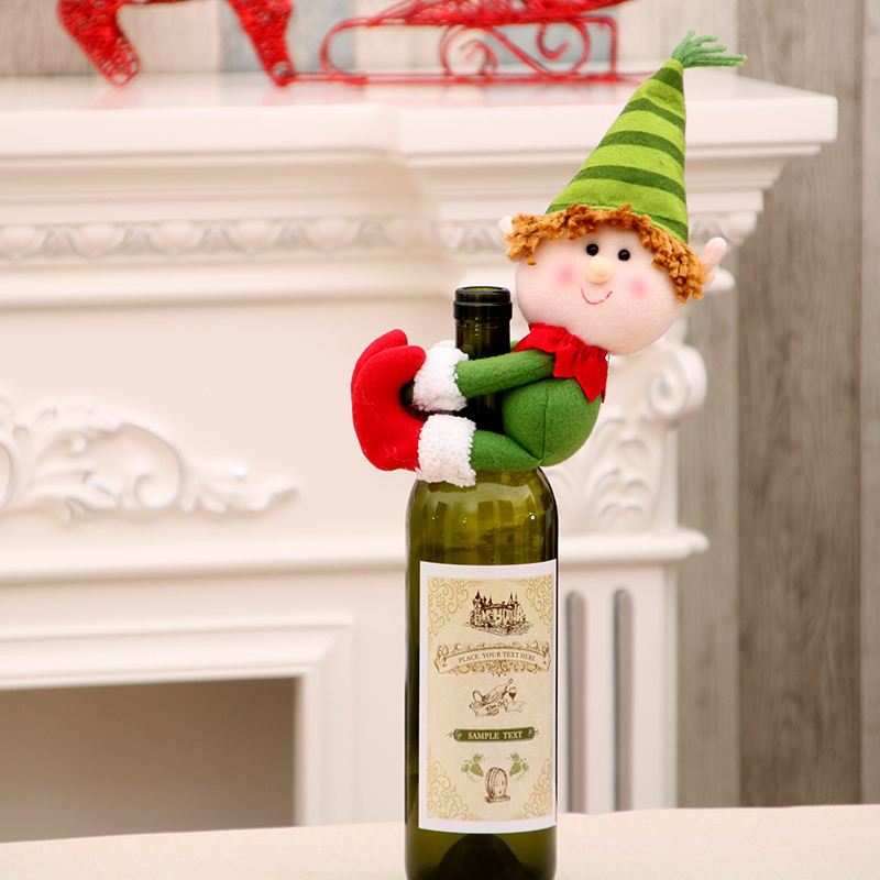 Navidad decoraciones para el hogar Navidad muñeca botella de vino cubierta tamaño pequeño botella de vino titular de la botella de vino cubierta decoraciones