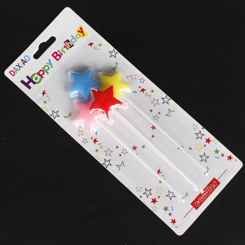 Día de San Valentín pastel de cumpleaños decoración velas 4 gradiente color amor cinco puntas estrella fiesta velas al por mayor