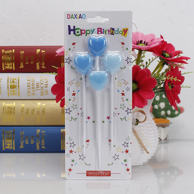 Día de San Valentín pastel de cumpleaños decoración velas 4 gradiente color amor cinco puntas estrella fiesta velas al por mayor