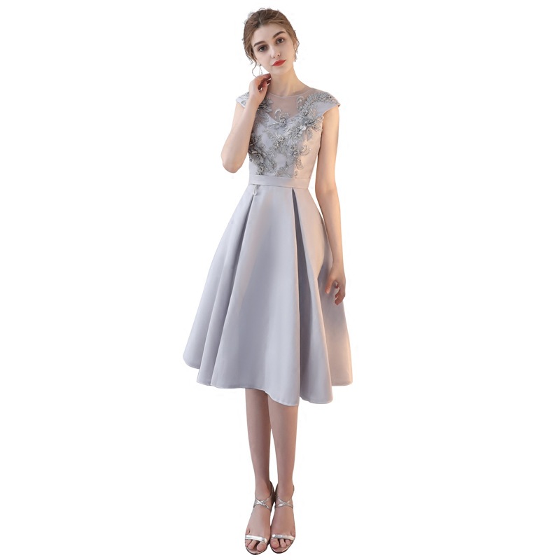 Vestido para mujer 2025 nuevo estilo coreano gris adelgazante vestido pequeño de fiesta elegante para banquete de noche.