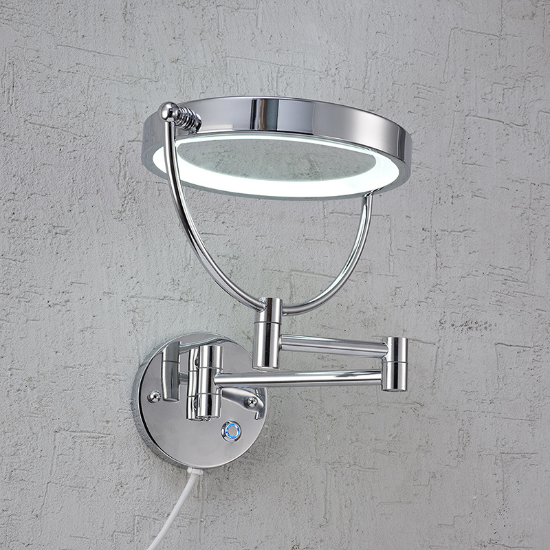 Baño de pared espejo de maquillaje Hotel baño plegable telescópica lámpara LED belleza libre perforación lupa