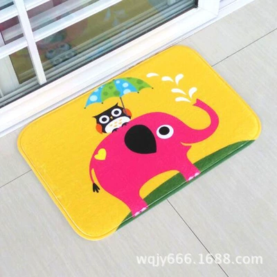 Dropshipping Suede Printed Floor Mats, Carpets, Bathroom Absorbent Non-Slip Mats, Cartoon Bedroom Door Mats (Avtomobil döşəmə paspasları) - yellow-bottom-elephant-4060cm
