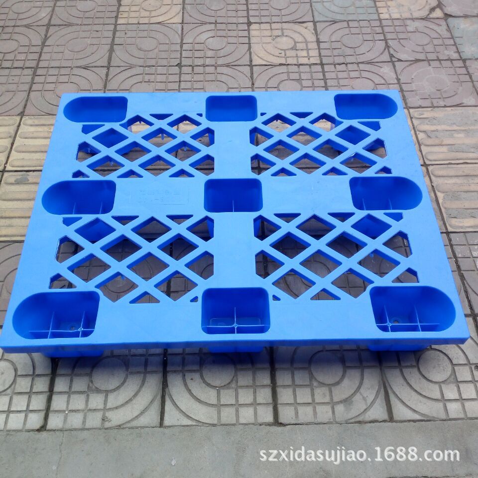 厂家批发1.2*0.8米九脚网格全新料PE塑胶卡板塑胶栈板