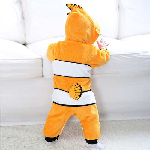 Promotional Single Layer Bodysuit for Autumn, Clownfish Design, for Infants and Toddlers, Outing Wear, H2376