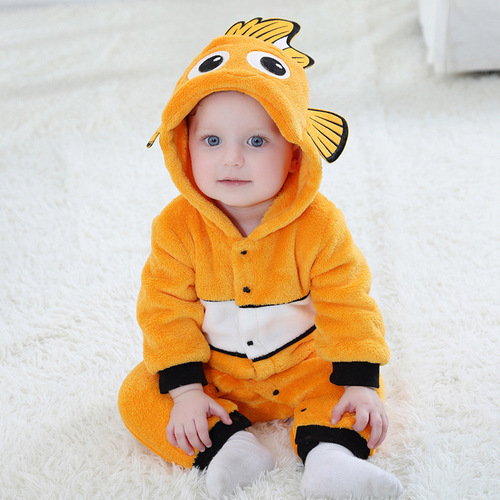 Promotional Single Layer Bodysuit for Autumn, Clownfish Design, for Infants and Toddlers, Outing Wear, H2376