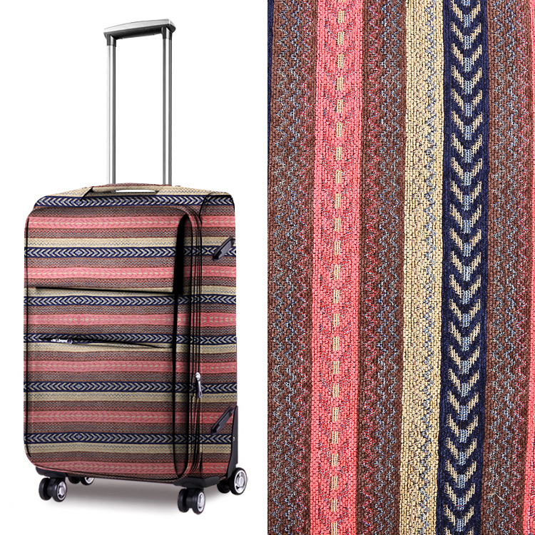 现货 涤棉平纹细密雪尼尔色织提花布 箱包沙发抽象民族风提花面料