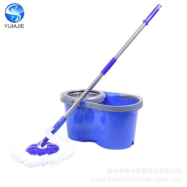 Mop bucket set thickened double-drive lazy rotating stainless steel spin-dry household hand-free washing mop wet and dry dual-use