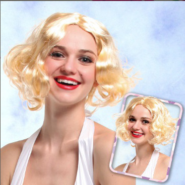 European and American wig female Marilyn Monroe short curly hair fluffy holiday party wig cosplay Masquerade