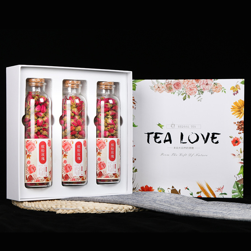 Изысканная пустая подарочная коробка (может держать 3 бутылки цветочного чая)