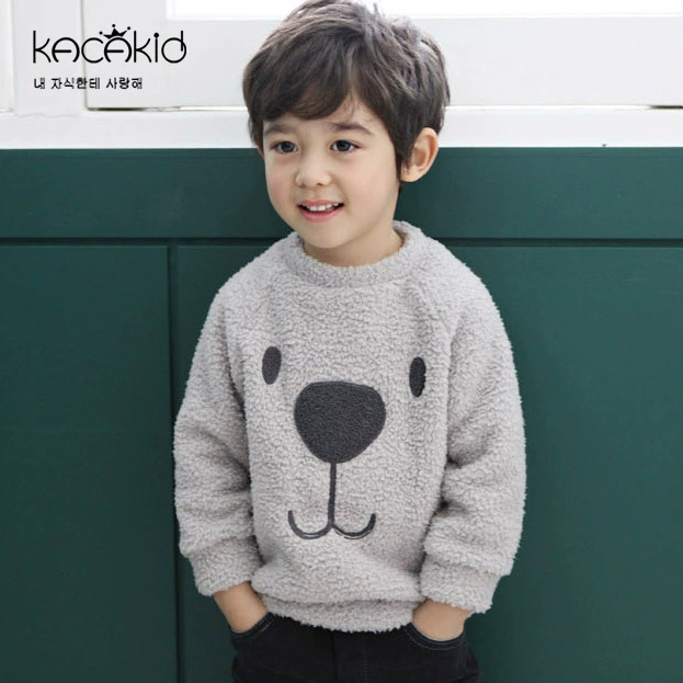 Demi-season cute velvet thermal underwear for men and women girl's, sweatshirt, children's clothing, with little bears, increased thickness