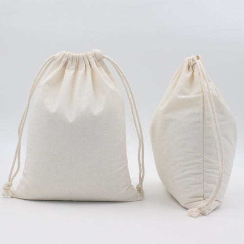 Cotton drawstring bag with custom logo large pure cotton flour tangerine peel rice packaging bag marinade bag drawstring small bag