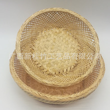 竹篮编织篮竹白镂空矮脚青丝篮半竹青圆形水果篮面包馒头筐