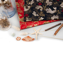 批发现货日系和风锦鲤鱼棉布diy布料全棉活性烫金服装布料