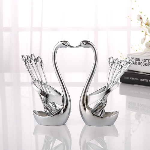 Cygnus Stainless Steel Fruit Fork Fruit Spoon Set Base Fashion Western Tableware Coffee Spoon Creative Tableware