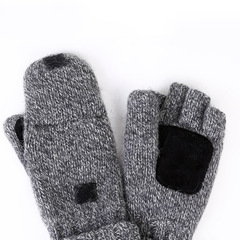 Half-finger foldable wool gloves for men and women, knitted winter lined and thickened riding warm gloves, sheepskin wear-resistant