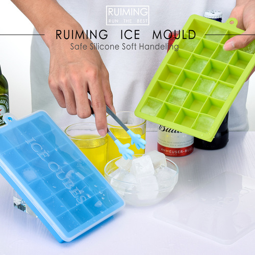 Food grade 24-hole silicone ice tray with lid, square ice box, food puree, cheese, jelly mold