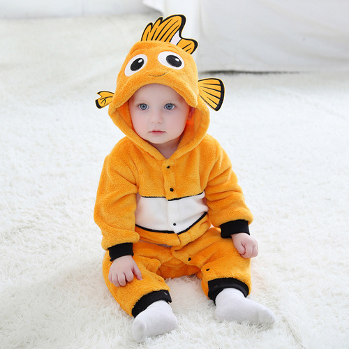 Promotional Single Layer Bodysuit for Autumn, Clownfish Design, for Infants and Toddlers, Outing Wear, H2376