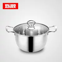 Кастрюля из нержавеющей стали 304, двухручная суповая кастрюля, утолщённая, двойная стальная ручка, антипригарная, с крышкой, для дома и коммерческого использования