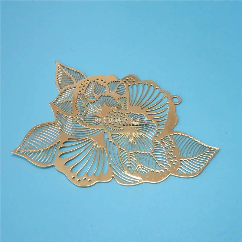 Металлическая Закладка Нержавеющая сталь Медная Закладка Wenchuang Металлическая полая травленая Закладка Цветок пиона Медная Закладка