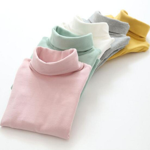 2025 Autumn/Winter Children's Top for Girls: High Neck Cotton T-Shirt for Toddlers and Young Children, Long-Sleeved Baby Apparel