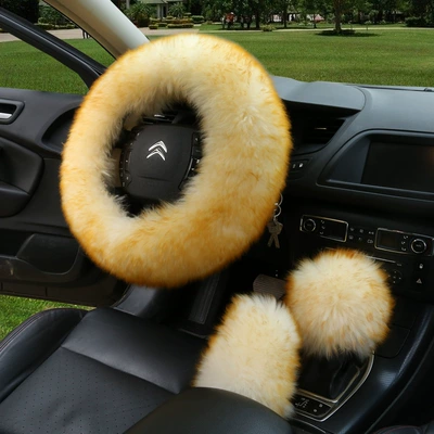wheel cover winter New Australian: Steering wheel cover - golden-hairy-tip-38cm