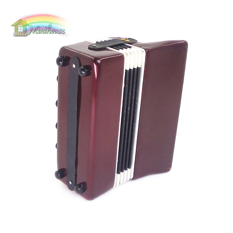 1:12 Dollhouse accesorios Dollhouse mini instrumento musical acordeón simulación música vida modelo adornos