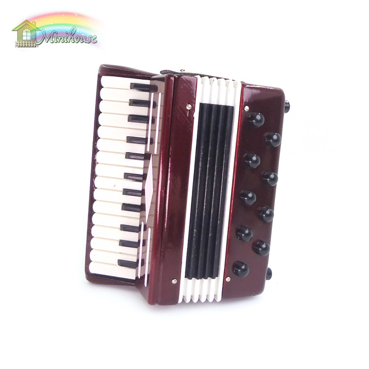 1:12 Dollhouse accesorios Dollhouse mini instrumento musical acordeón simulación música vida modelo adornos