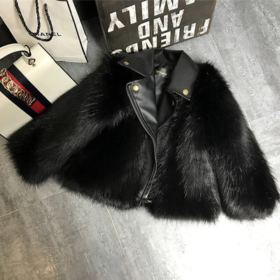 Imitation Fox children leather and fur coat With children Autumn and winter 2023 new pattern locomotive fashion Fur integrated Mother and daughter