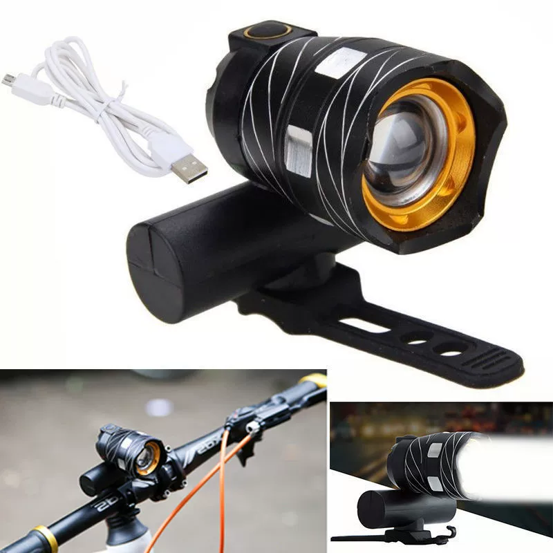 Bicycle USB charging T6 vehicle front light mountain car aluminum alloy charging rotor transforms front headlight headlight