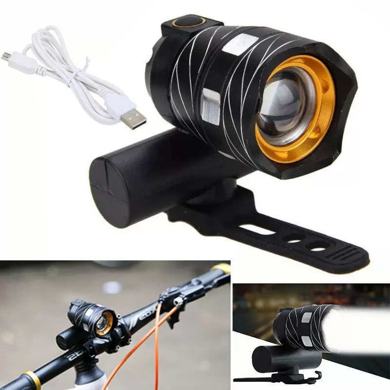 Bicycle USB charging T6 vehicle front light mountain car aluminum alloy charging rotor transforms front headlight headlight