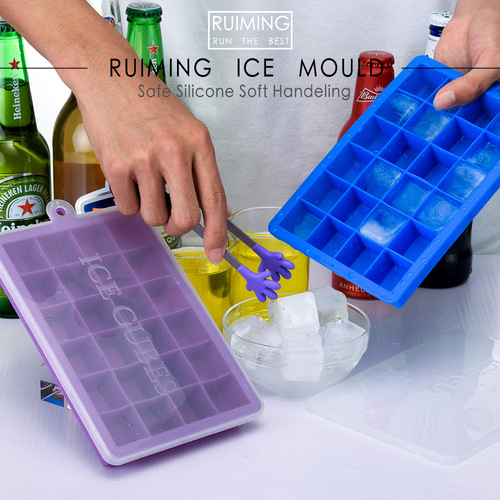 Food grade 24-hole silicone ice tray with lid, square ice box, food puree, cheese, jelly mold