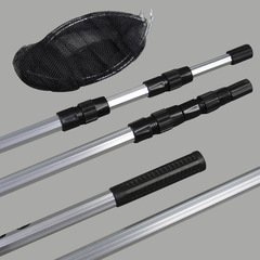 漁具批發輕硬抄網鋁合金抄網頭三節式伸縮定位抄網杆垂釣用品配件