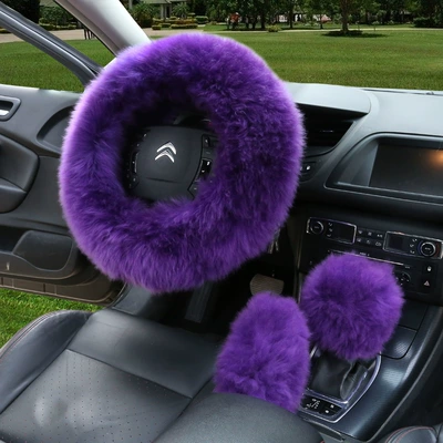 Steering wheel cover – wool steering wheel cover winter - violet-38cm