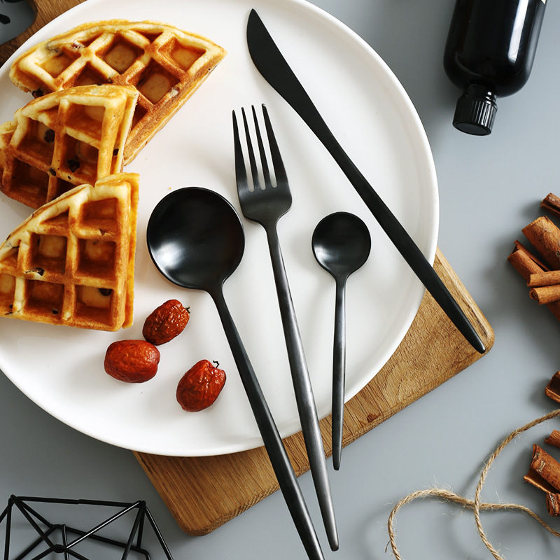 Shanen 304 cuchillo de acero inoxidable y tenedor cuchara traje cuchara de postre comida principal cuchara de café comida occidental Golden Steak vajilla