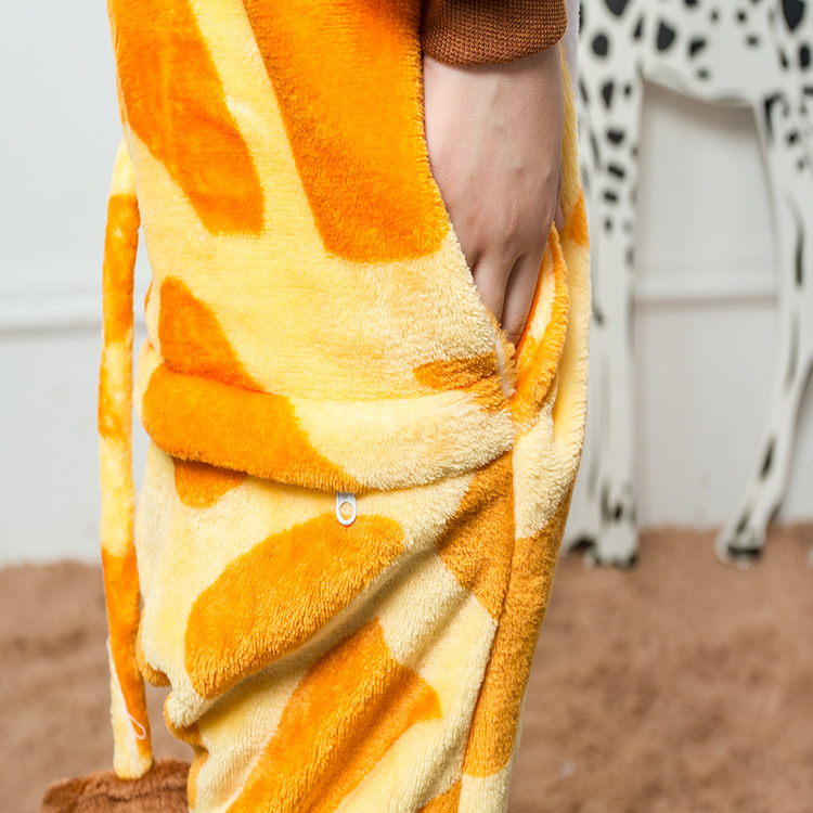 FUENTE Fábrica al por mayor pareja niños de dibujos animados animal de una sola pieza pijamas de franela Otoño e Invierno engrosada dinosaurio cálido