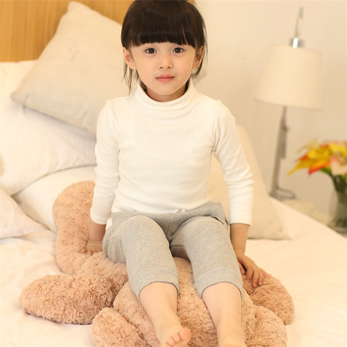  Autumn and Winter Underwear High Neck Korean Style Children's Long Sleeve Underwear Pure Cotton High Neck Underwear 