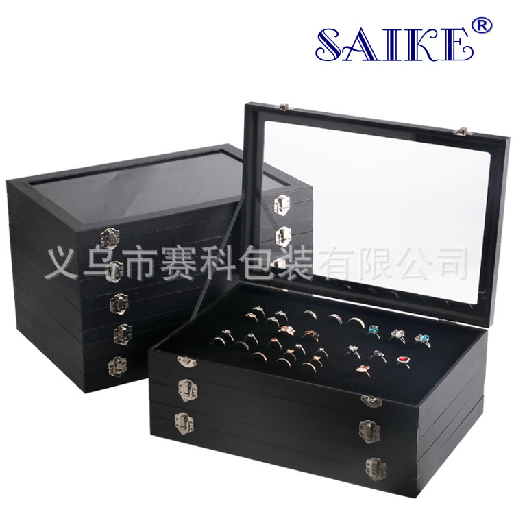 现货批发开窗有盖戒指项链耳环耳钉手链吊坠首饰饰品珠宝箱首饰盒