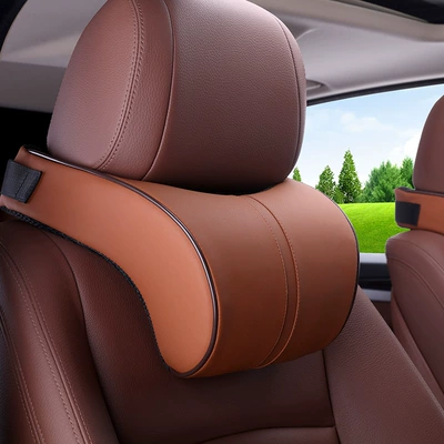 Headrest Support Car Neck Pillow Cushion - headrest-clip-clause-brown