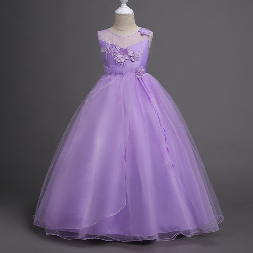 Girls' Formal Dress Netting Princess Dress Flower Dress Flower Child Long Dress Piano Performance Suit