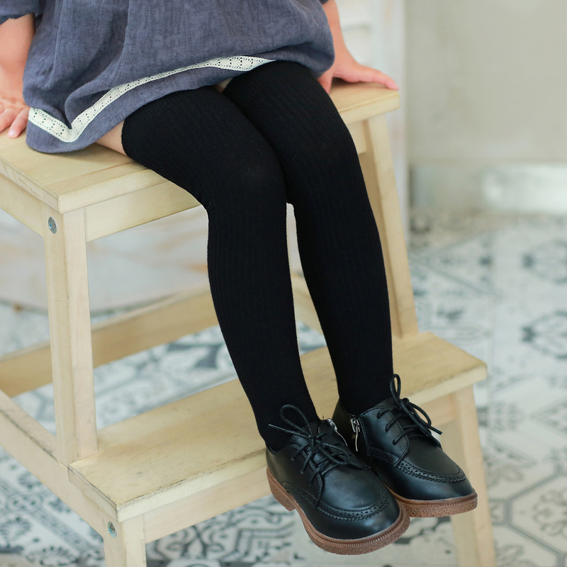 Thin vertical children's knee socks 2017 autumn and winter new solid color stockings combed cotton children's socks 6004