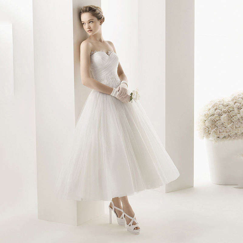 Foreign Trade Bride Summer Mid-Length Wedding Dress 2025 New European and American Tube Top Short Fashion Tutu Skirt Wedding Dress