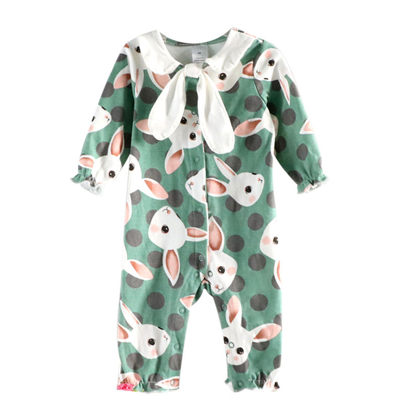 2022 Spring New Style Cotton Long-sleeved Baby's Hare Dress Baby Girl's Slim-fit Jumpsuit Newborn Outfit