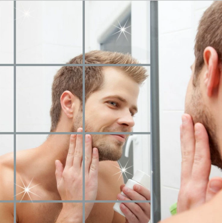 15 см * 15 см x 9 квадратная зеркальная поверхность пленка стикер стены клей украшения