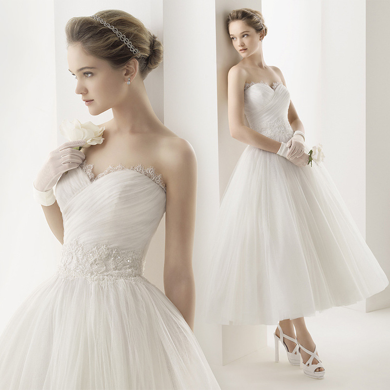 Foreign Trade Bride Summer Mid-Length Wedding Dress 2025 New European and American Tube Top Short Fashion Tutu Skirt Wedding Dress