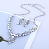 Accessories for bride, necklace and earrings from pearl, wedding dress, set, chain, Korean style, 2 piece set