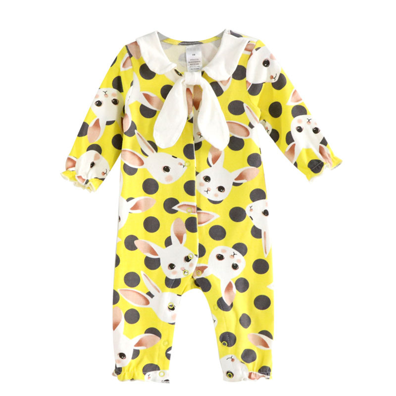 2022 Spring New Style Cotton Long-sleeved Baby's Hare Dress Baby Girl's Slim-fit Jumpsuit Newborn Outfit