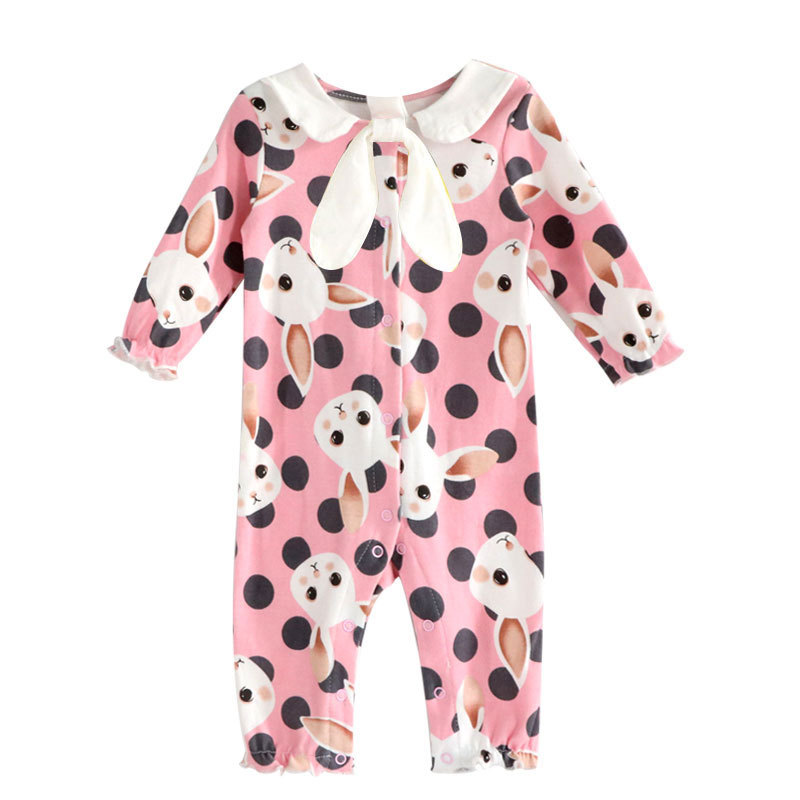 2022 Spring New Style Cotton Long-sleeved Baby's Hare Dress Baby Girl's Slim-fit Jumpsuit Newborn Outfit