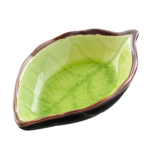 Leaf ceramic small dish, kitchen multi-purpose sauce dish, ice cracked glaze dish, seasoning sauce vinegar tableware bone dish