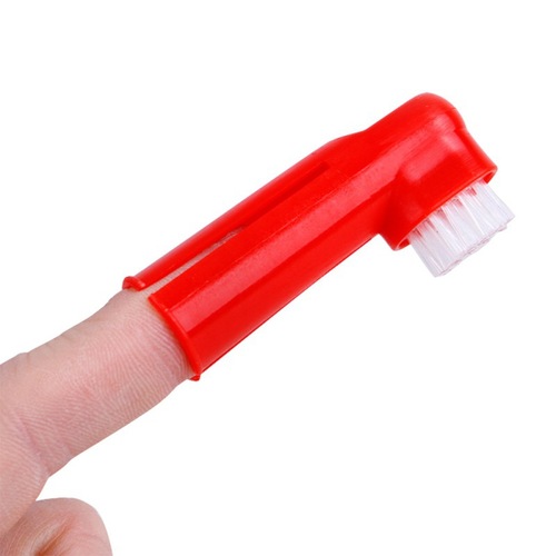 Pet Cleaning Supplies Cat Dog Double-Sided Long Handle Toothbrush + Finger Brush Set, Color Customizable